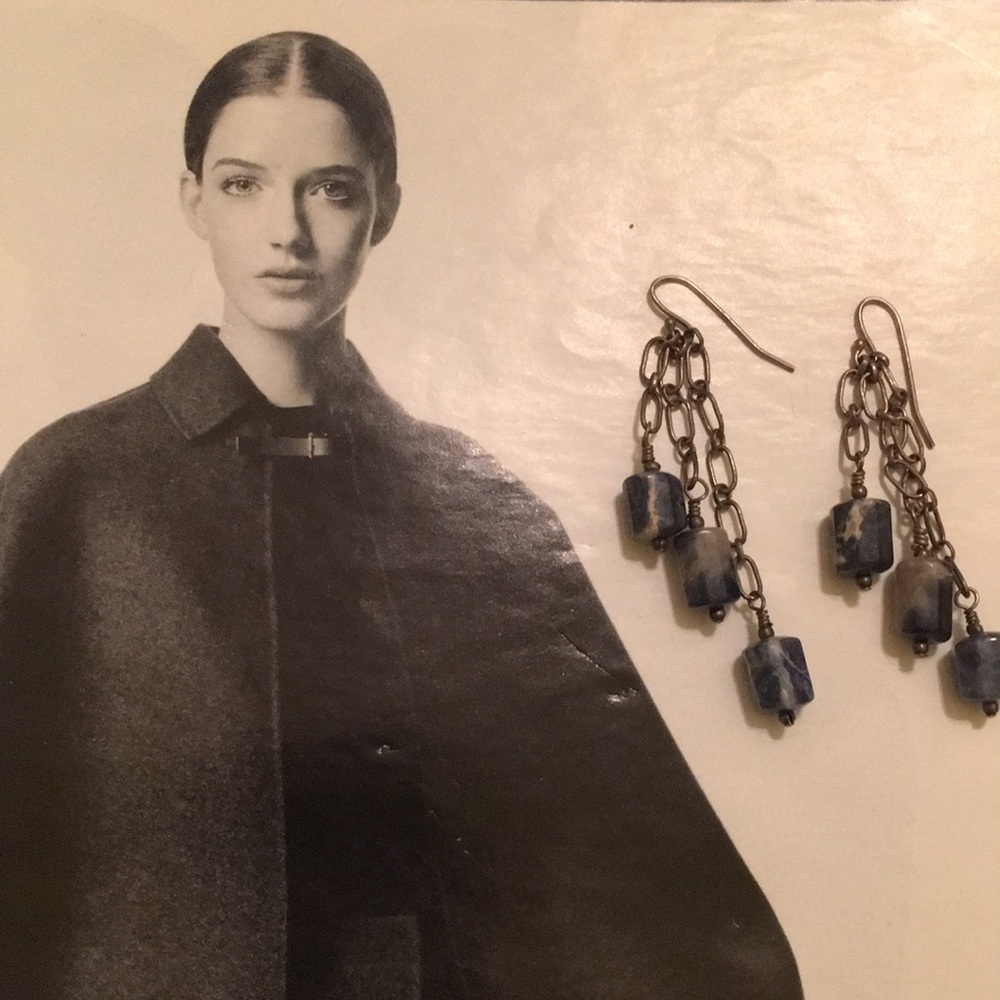 Beautiful vintage sterling silver  natural stones earrings